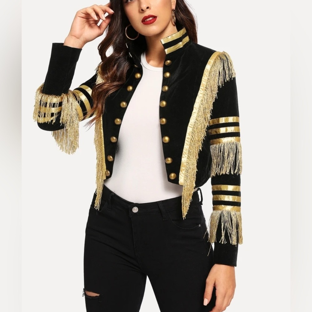 Women’s military style tassel blazer jacket size small - Picture 6 of 10